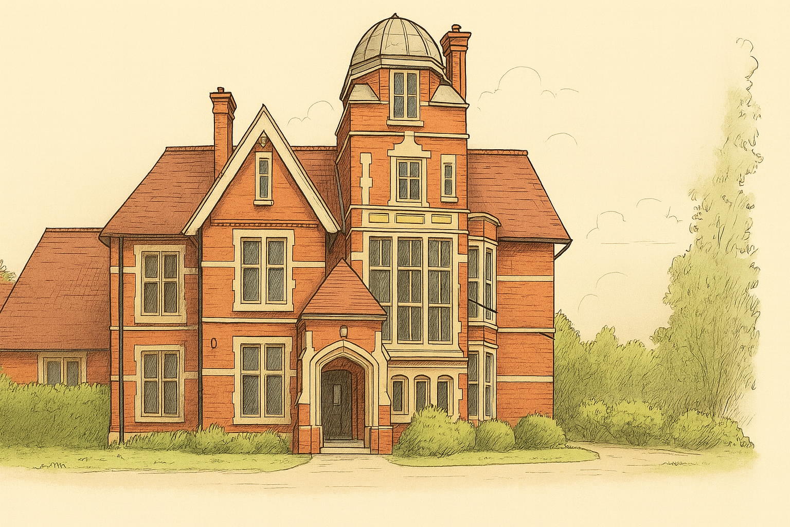 Loxdale English Centre Victorian building sketch illustration