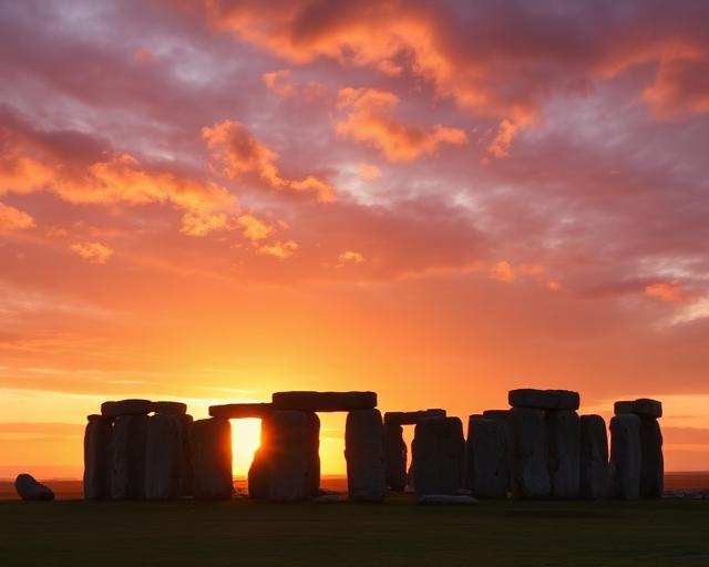 Stonehenge ancient stone circle at sunset - UNESCO World Heritage day trip