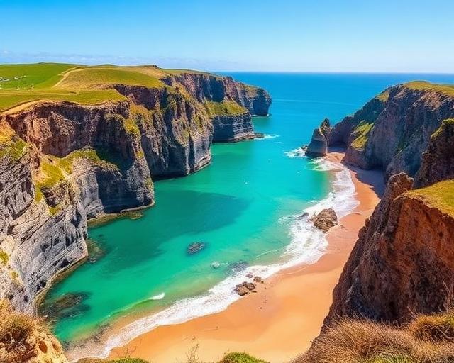 Cornwall coastline with turquoise sea and cliffs