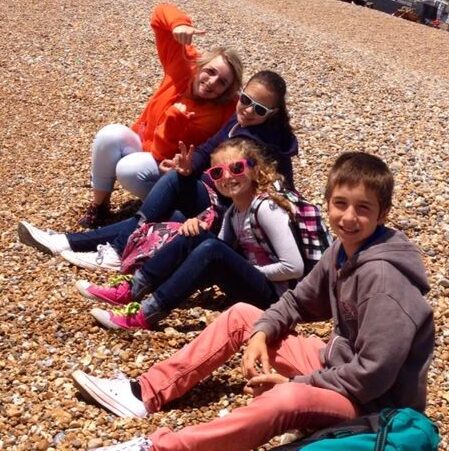 Pre teen class at the beach